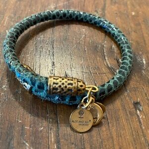 Alex and Ani Mystic Terrain Green Leather Wrap Bracelet - Vintage 66